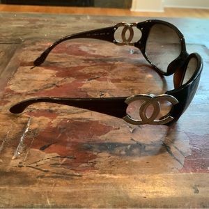 Chanel brown with silver CC logo sunglasses 6014